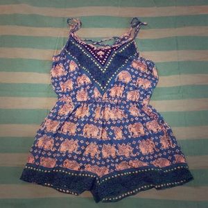 Cotton Boho Hippie Romper Elephants